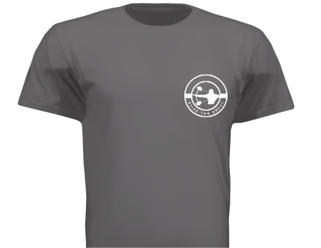 Grey EjikeTheGREAT logo tee
